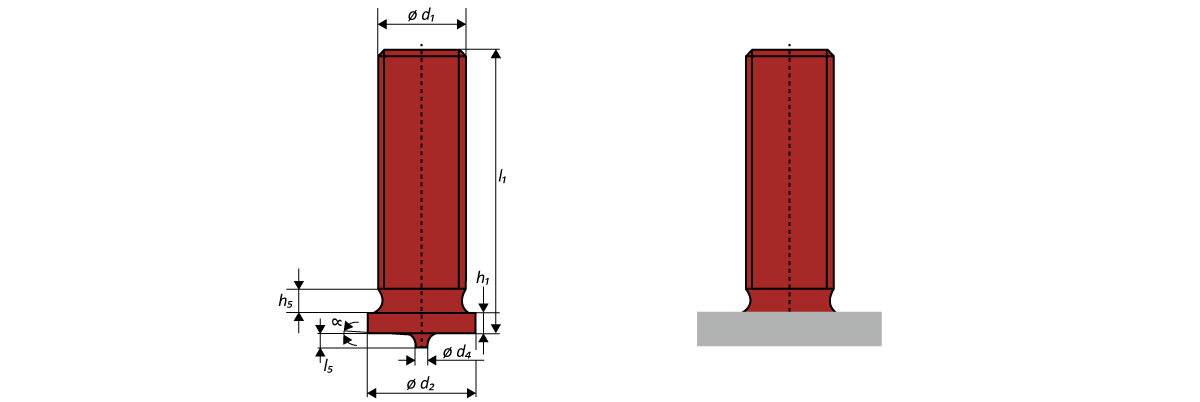 Aussengewinde Schweissbolzen Edelstahl A4-50