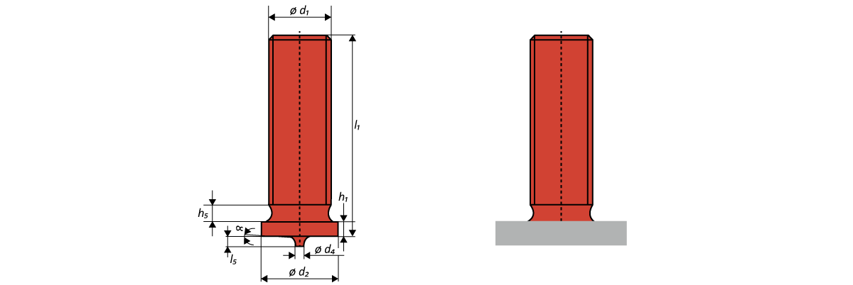 Aussengewinde Schweissbolzen Edelstahl A2-50