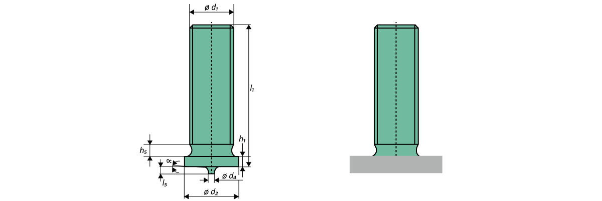 Aussengewinde Schweissbolzen Aluminium EN AW AIMg3
