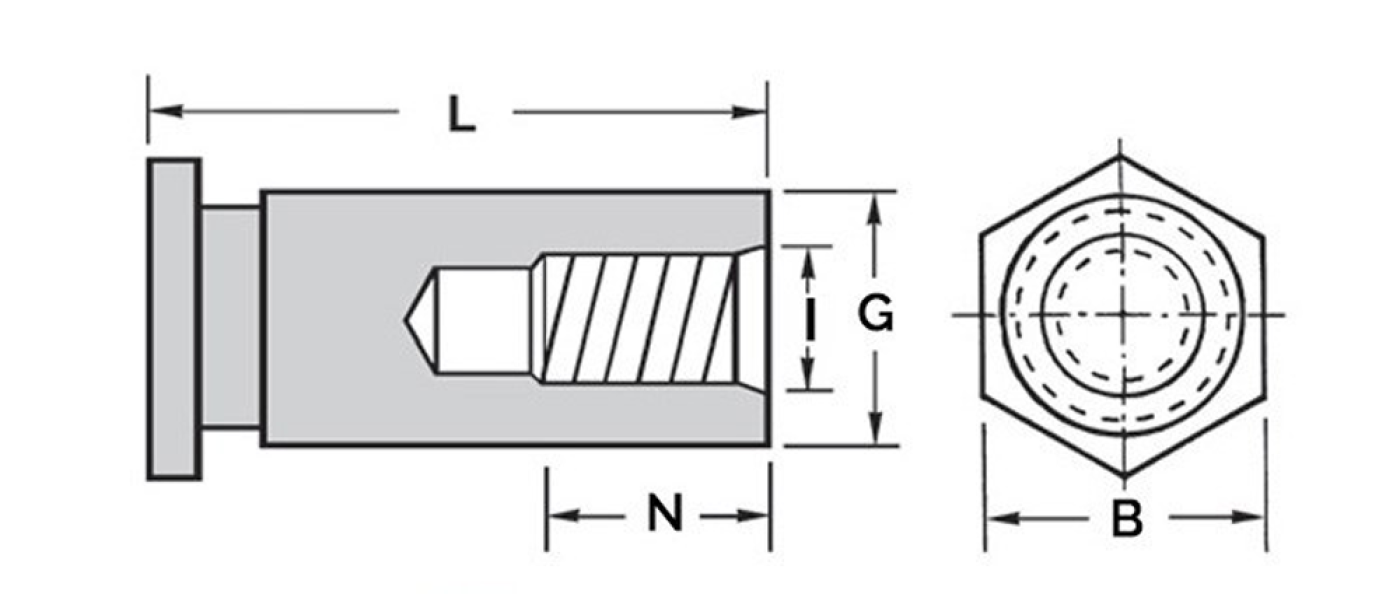 M4 x 12 mm RBSOS4 Einpressgewindebuchsen Edelstahl A2 geschlossen